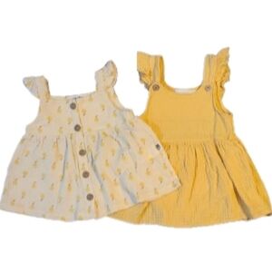 100% Organic Cotton Yellow and Cream Baby Dresses